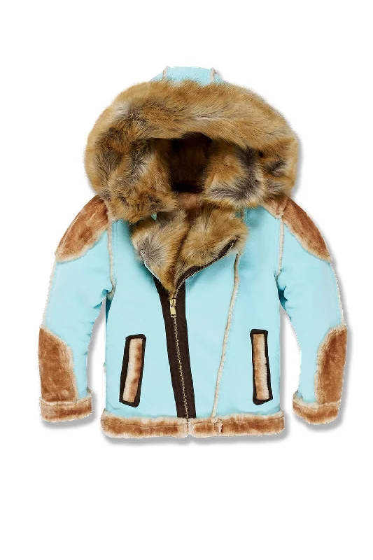 Kids El Jefe Shearling Moto Jacket (Egg Shell Blue) Vacation Vacation