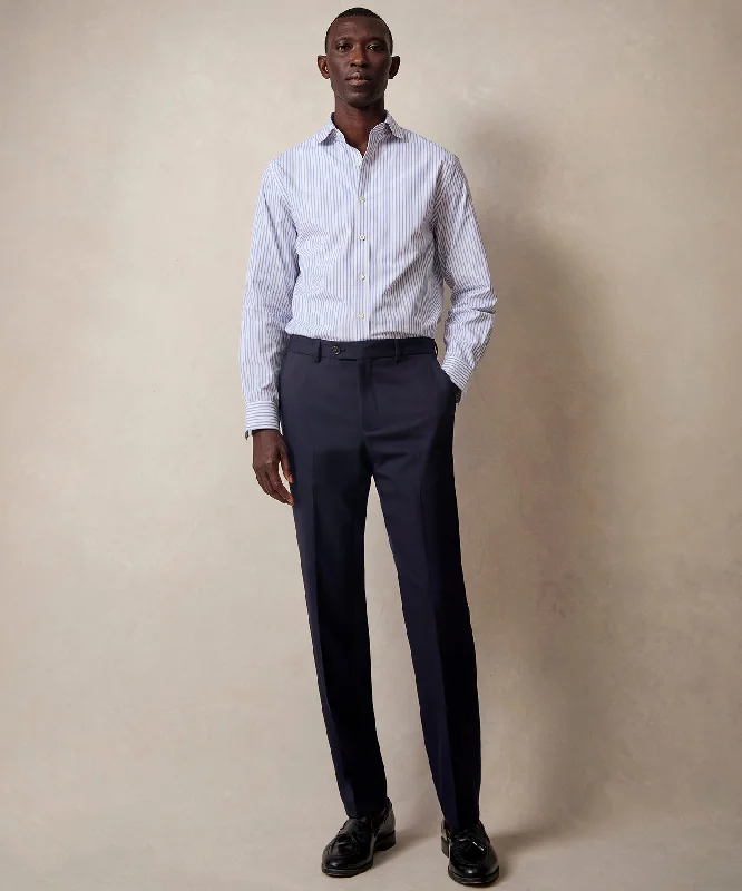 Italian Tropical Wool Sutton Trouser in Navy Laid Laid