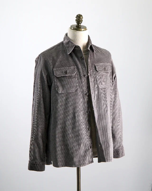 Grey Corduroy Overshirt With Moon Badge Earthy Men's Sustainable  Earthy Men's Sustainable 