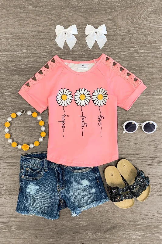 "Faith Hope Love" Pink Daisy Top Trendy Men's Bucket