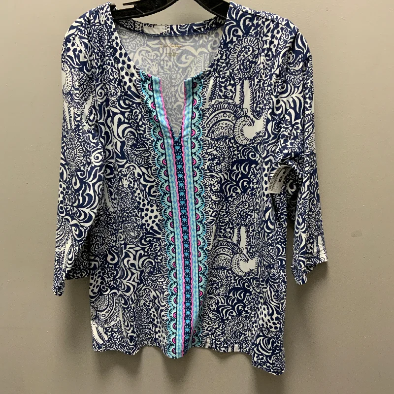 Top 3/4 Sleeve By Lilly Pulitzer In Blue, Size: Xl Monochromatic All