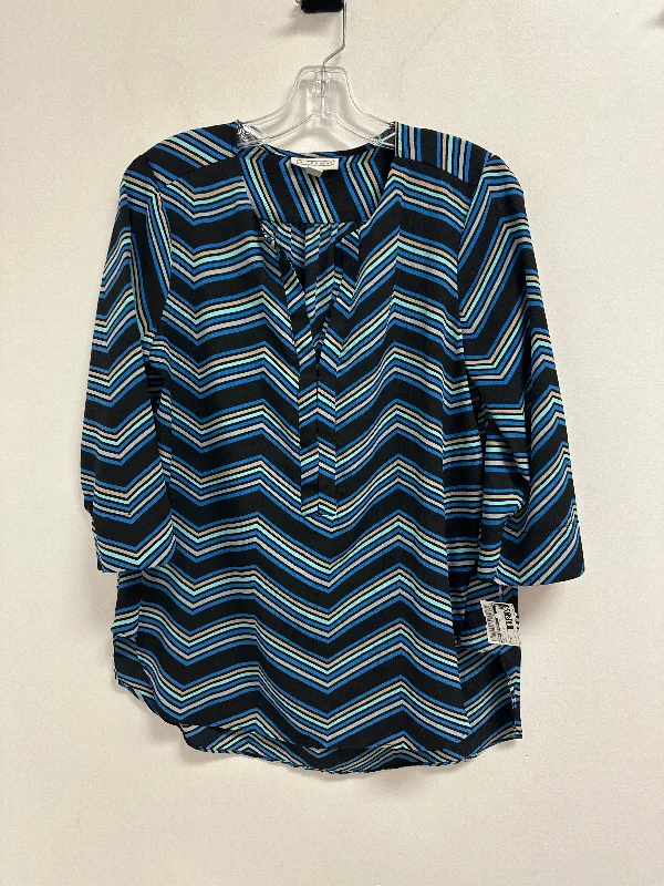 Top Long Sleeve By Dana Buchman In Black & Blue, Size: M Bold Men's Statement