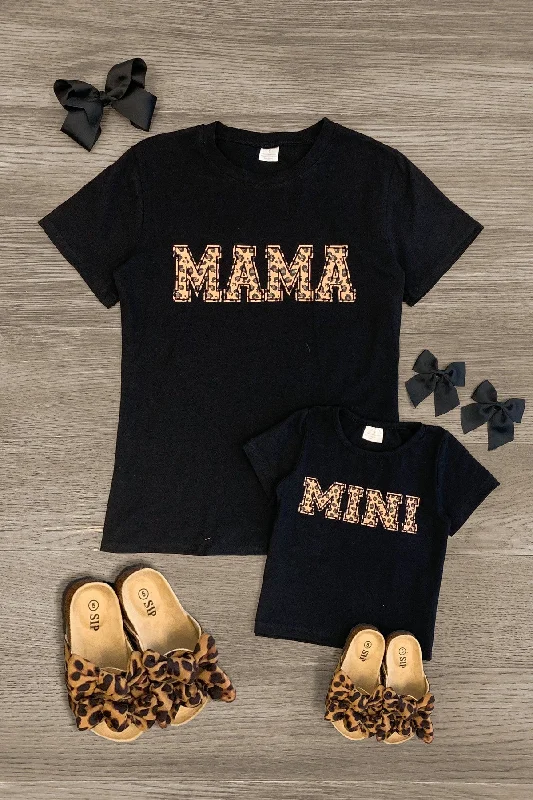 Mom & Me - "Mama & Mini" Black Leopard Top Cool Men's Distressed