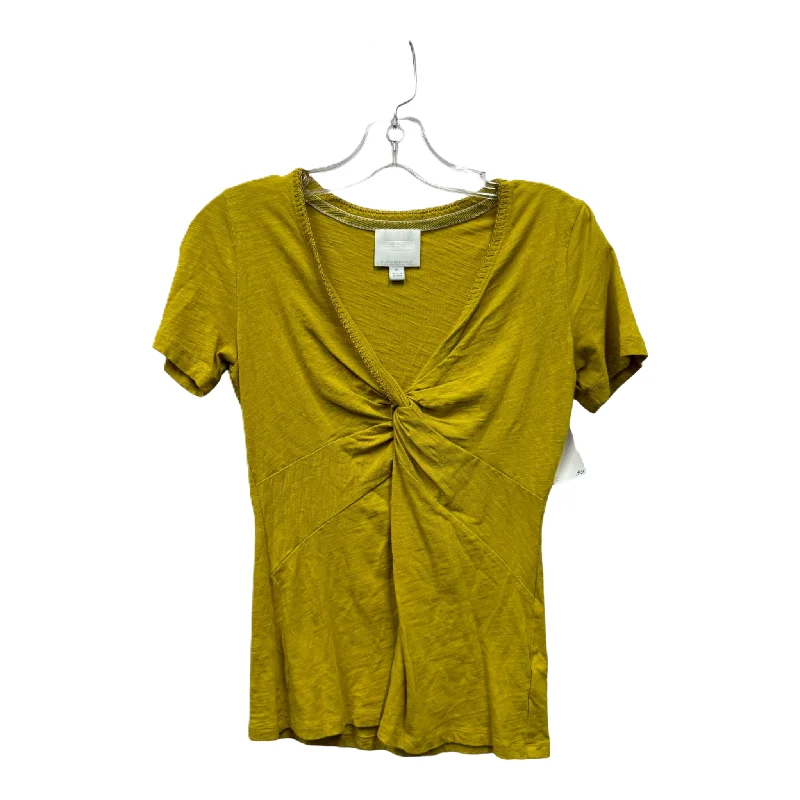 Yellow Top Short Sleeve By Anthropologie, Size: Xs Monochromatic All