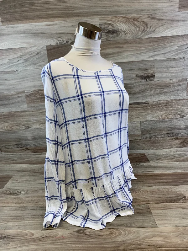 Top Long Sleeve By Loft In Blue & White, Size: S Unique Men's Patch