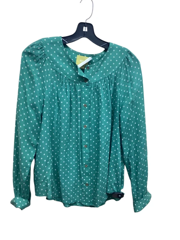 Top Long Sleeve By Maeve In Polkadot Pattern, Size: M Business