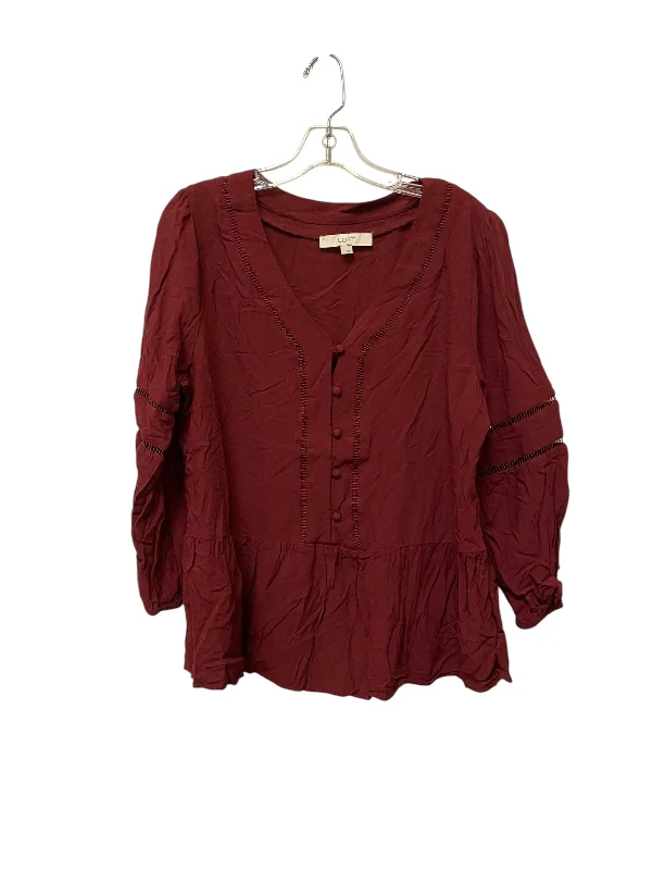 Top Long Sleeve By Loft In Red, Size: L Sophisticated Men's 