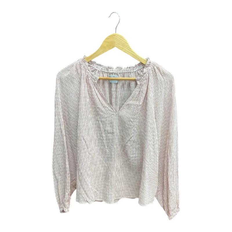 Top Long Sleeve By Old Navy In Pink & White, Size: M Street