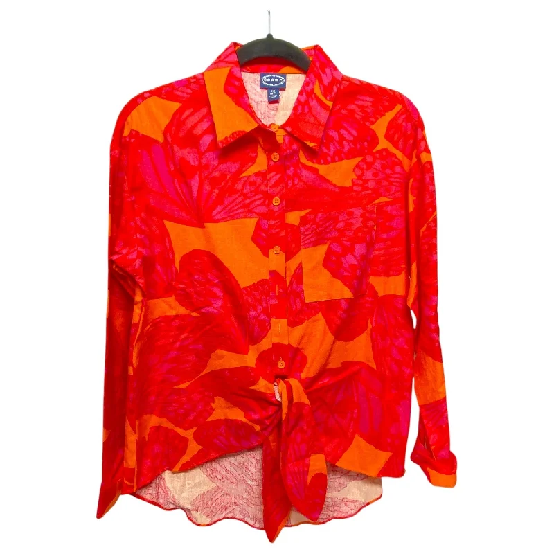 Top Long Sleeve By Scoop In Orange & Red, Size: Xs Relaxed Men's Beach