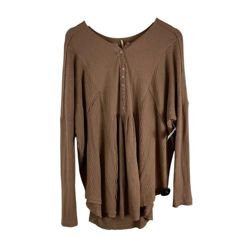 Top Long Sleeve Basic By Free People In Brown, Size: L Athletic Men's Compression