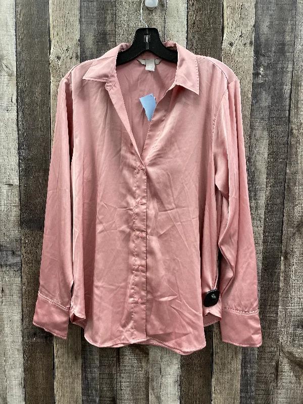 Top Long Sleeve By H&m In Pink, Size: M Trendy Men's Scandinavian