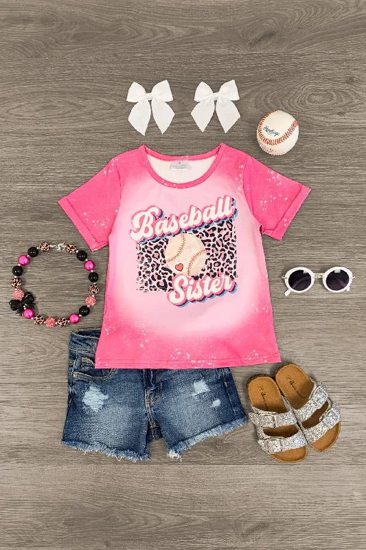 "Baseball Sister" Pink Cheetah Top Sporty Men's Tennis