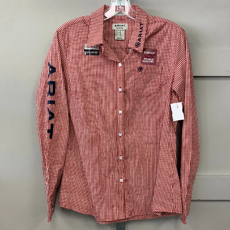 Top Long Sleeve By Ariat In Plaid Pattern, Size: M Tailored