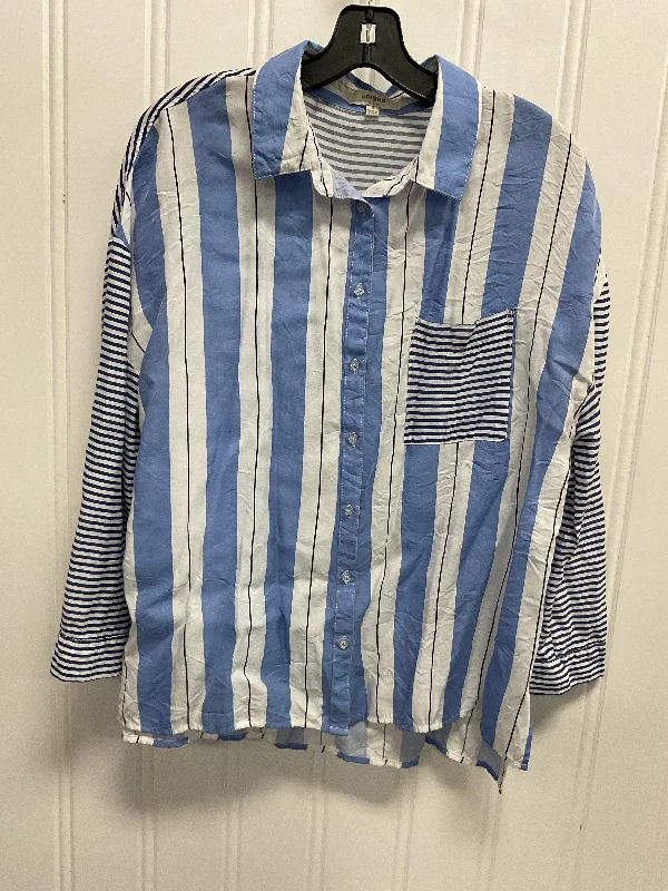 Top Long Sleeve By Umgee In Blue & White, Size: S Unique Men's Patch