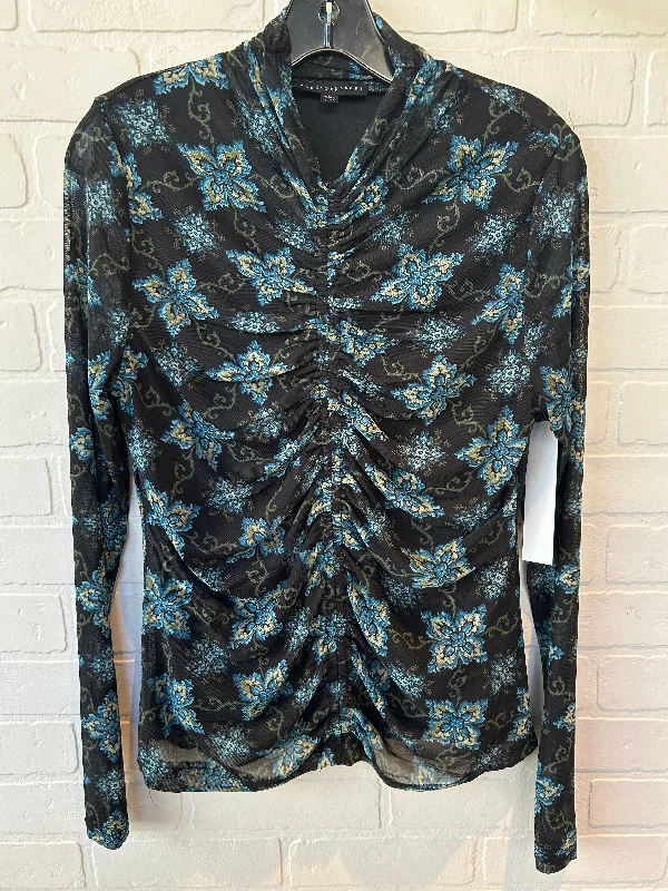 Top Long Sleeve By Jane And Delancey In Black & Blue, Size: L Beach