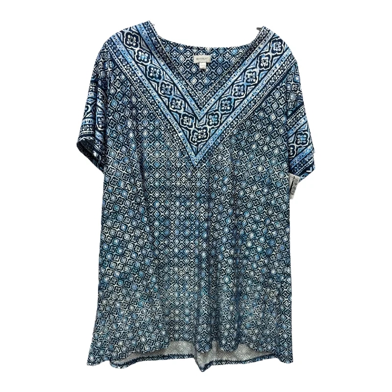 Blue Top Short Sleeve By Avenue, Size: 1x Laid