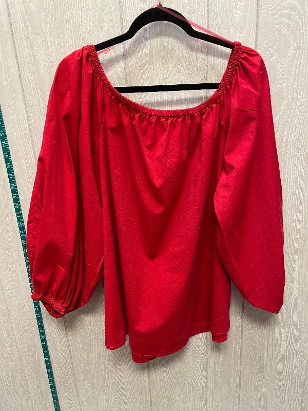 Top Long Sleeve By Ashley Stewart In Red, Size: Xl Monochromatic All