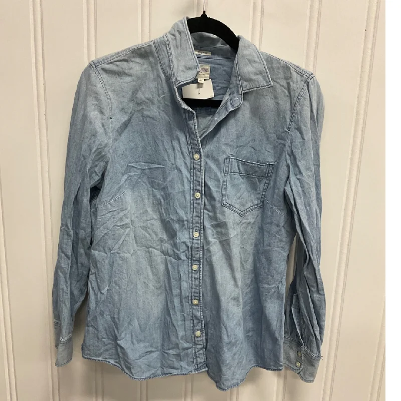 Top Long Sleeve By J. Crew In Blue Denim, Size: Lp Youthful Men's Anime