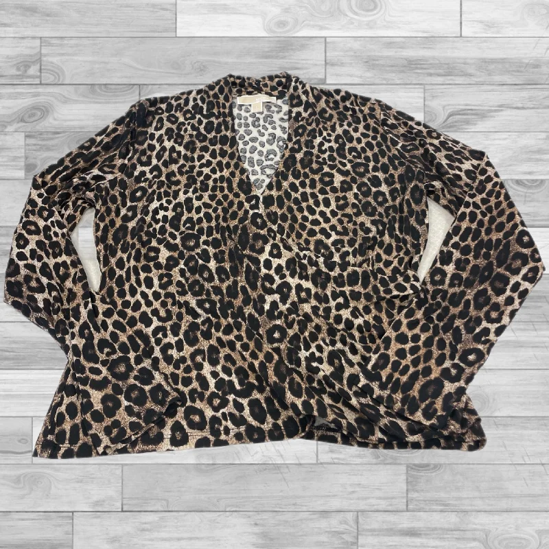 Top Long Sleeve By Michael By Michael Kors In Leopard Print, Size: L Monochromatic Office Style