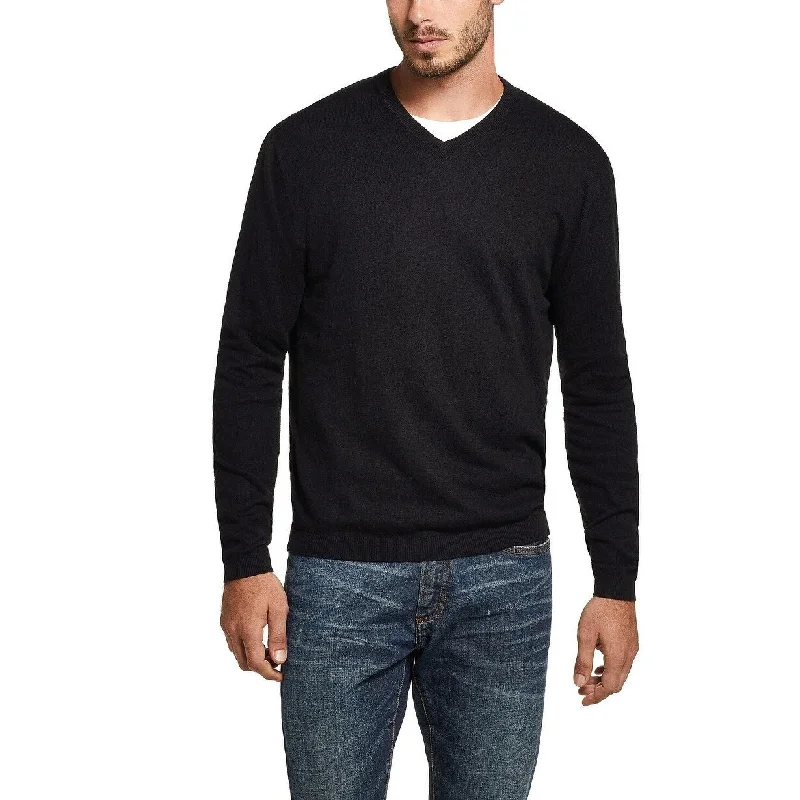 Alfani Men's Regular Fit Cotton Blend Light Sweater Black Size XLarge Laid Laid