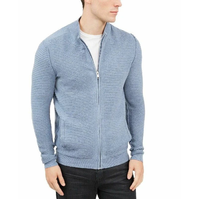 Alfani Men's Textured Zip-Front Cardigan Blue Size Extra Large Athletic Men's Compression Athletic Men's Compression