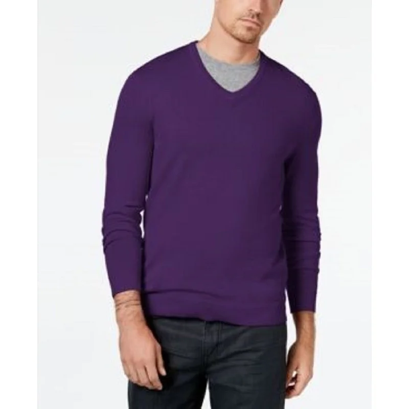 Alfani Men's V-Neck Sweater Dark Purple Size Medium Rugged Men's Outdoor  Rugged Men's Outdoor 