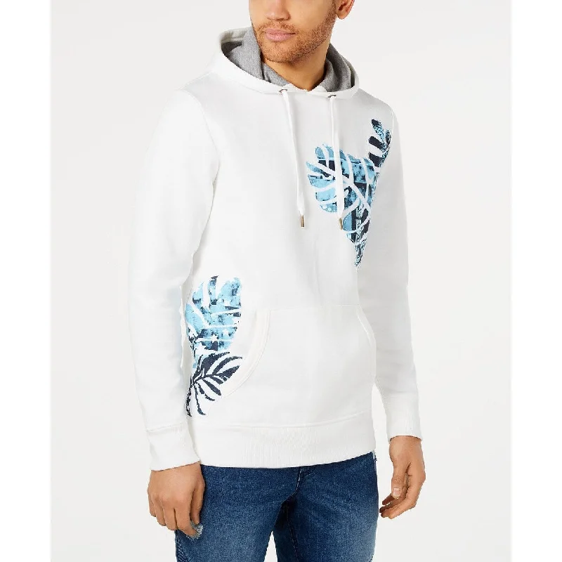 American Rag Men's Hoodie Blue Medium Leaf Mixed-Media White Size Medium Athletic Men's Compression Athletic Men's Compression