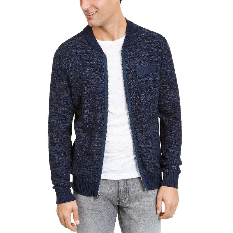 American Rag Men's Textured Zip-Front Cardigan Navy Size Large Unique Men's Patch Unique Men's Patch