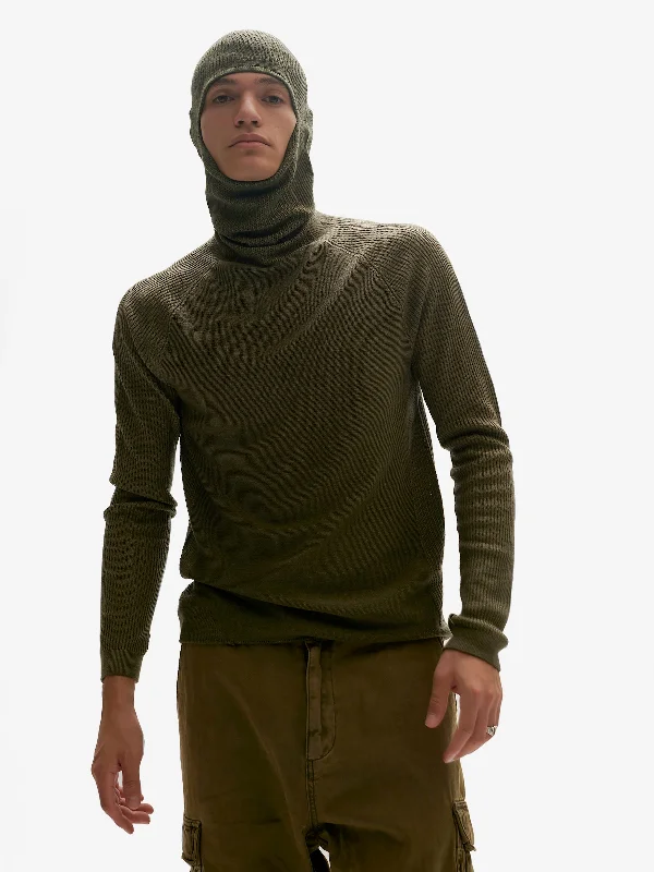 BALACLAVA SWEATER - Stone Green Elegant Men's Formal  Elegant Men's Formal 