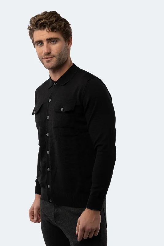 Black Buttoned-down Knit Cardigan Gym Gym