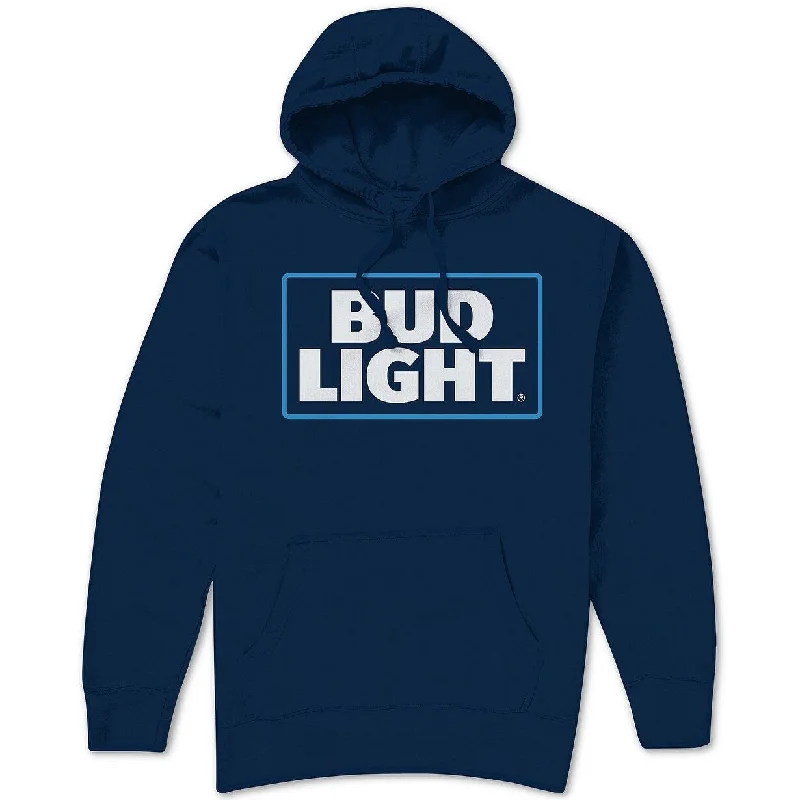 Bud Light Logo Men's Hoodie Navy Size Extra Large Trendy Men's Scandinavian Trendy Men's Scandinavian