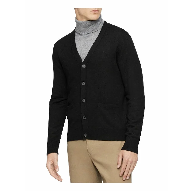 Calvin Klein Men's Colorblocked Cardigan Sweater Black Size Medium Artistic Men's Hand Artistic Men's Hand