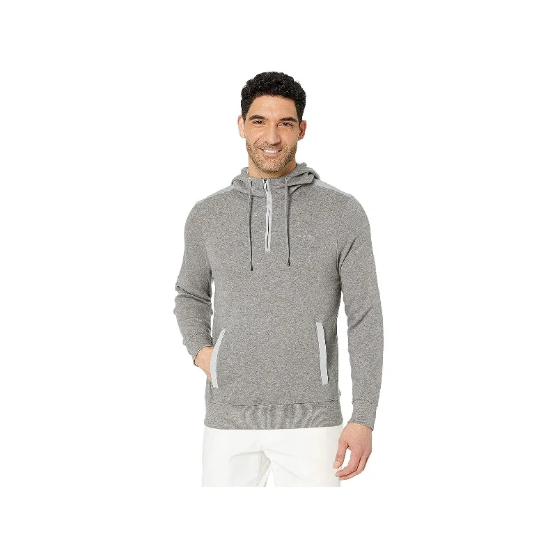 Calvin Klein Mens Colorblocked Mixed-Media 1/4-Zip Hoodie Gray Size 2 Extra Large Cozy Men's Winter Cozy Men's Winter