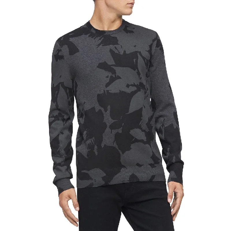 Calvin Klein Men's Regular-Fit Textured Floral Jacquard Sweater Black Size Extra Large Dynamic Men's Moto Dynamic Men's Moto