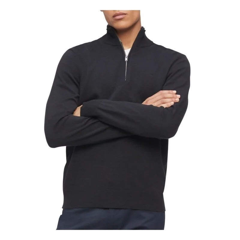 Calvin Klein Men's Space Dyed Quarter-Zip Sweater Black Size Small Youthful Men's Anime Youthful Men's Anime