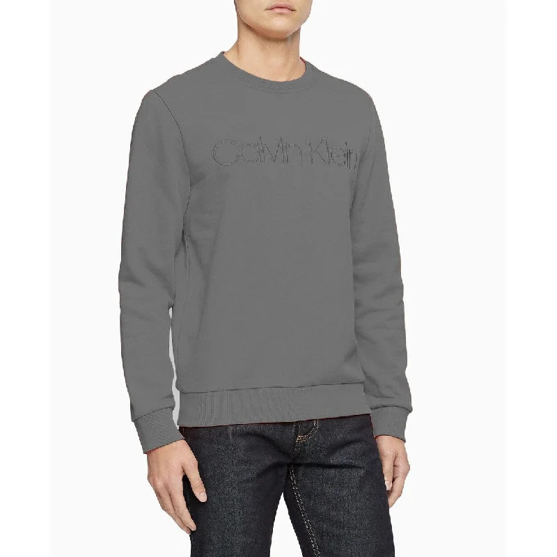 Calvin Klein Men's Tonal Embroidered Logo Fleece Sweatshirt Gray Size Medium Unique Men's Patch Unique Men's Patch