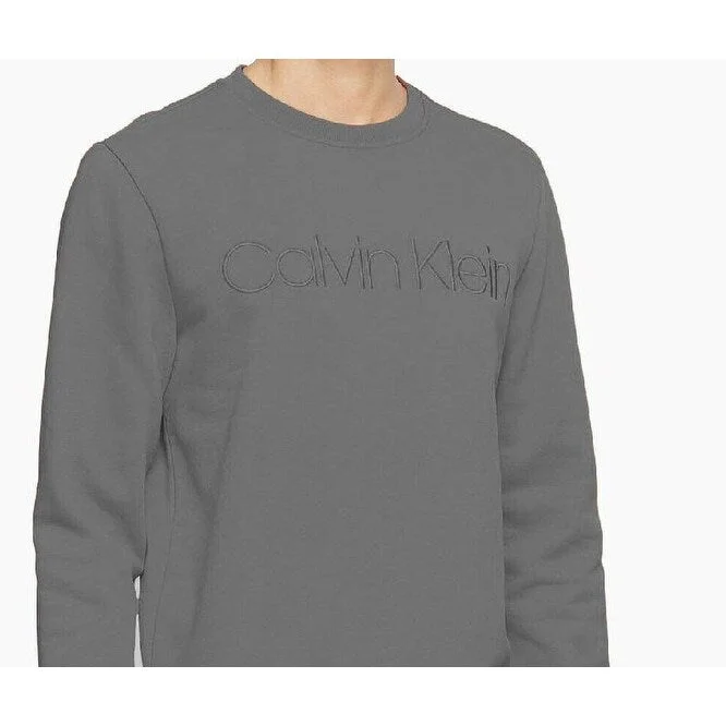 Calvin Klein Men's Tonal Embroidered Logo Fleece Sweatshirt Med Gray Size Extra Large Cool Men's Distressed Cool Men's Distressed