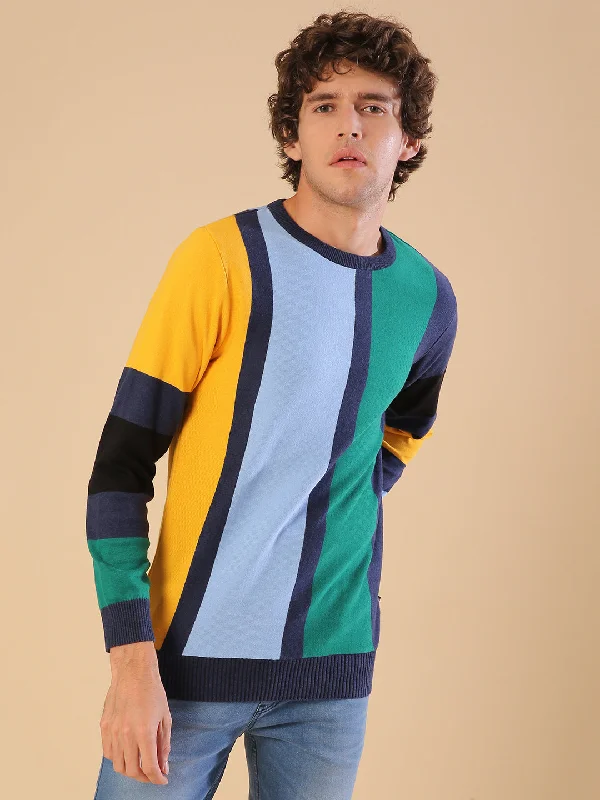 Campus Sutra Men Stylish Colorblocked Casual Sweaters Vintage Men's 1970S Disco Vintage Men's 1970S Disco