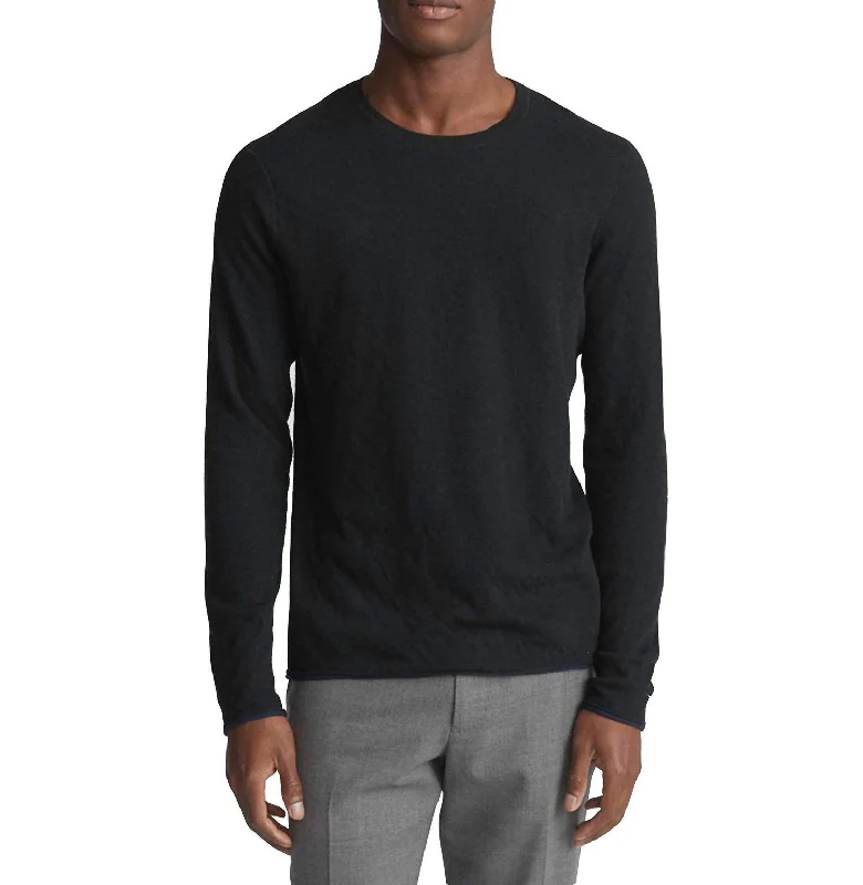 Classic Fit Tripp Crew Neck Cotton Wool Sweater in Black Dynamic Men's Glow Dynamic Men's Glow