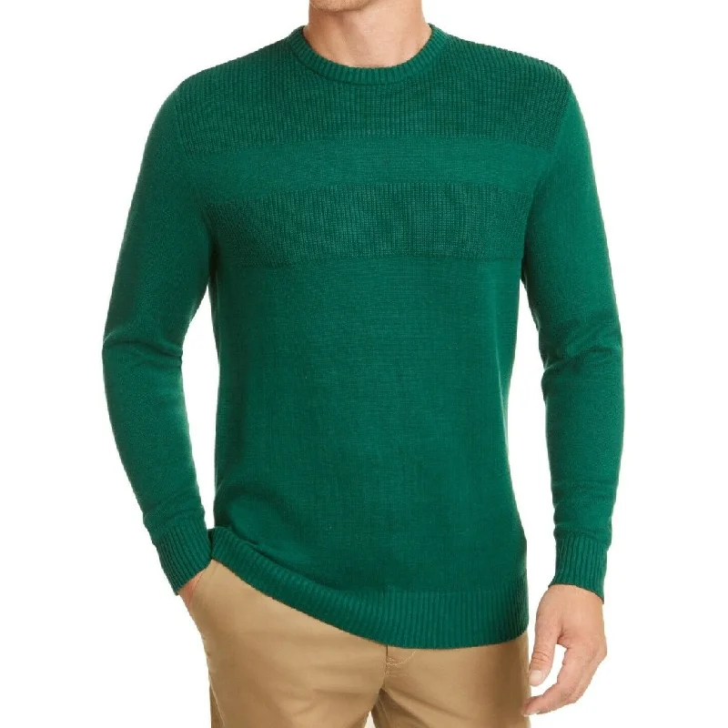 Club Room Men's Cotton Solid Textured Crew Neck Sweater Dark Green Size Extra Large Unique Men's Upcycled Unique Men's Upcycled