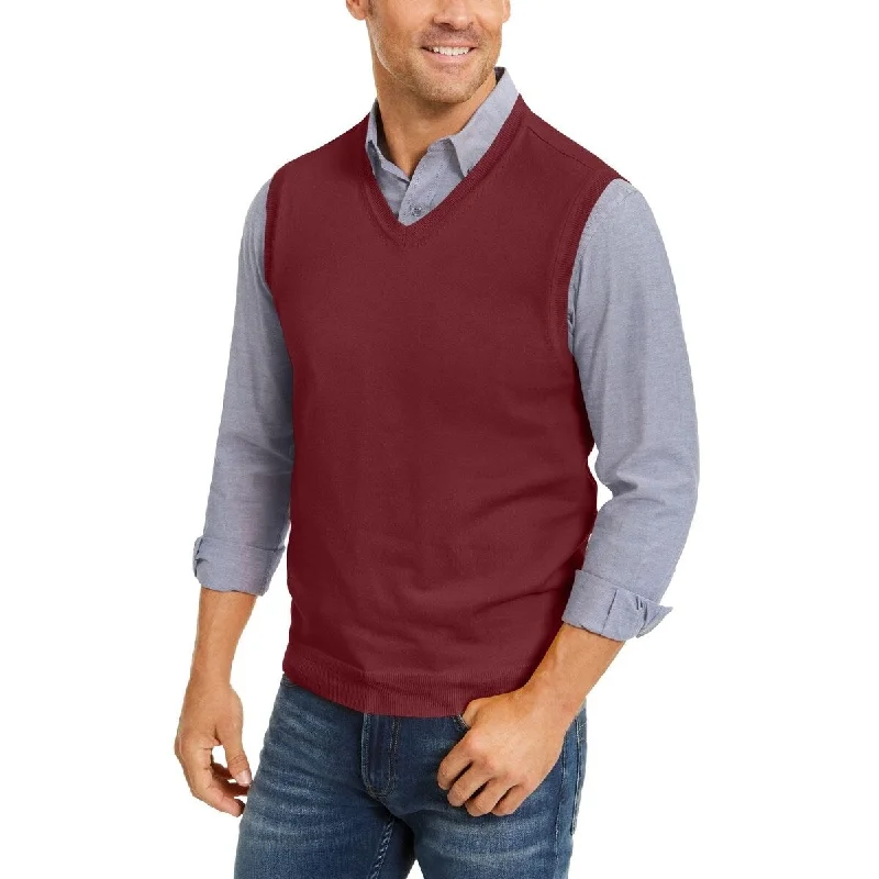 Club Room Men's Regular-Fit V-Neck Sweater Vest Red Size Extra Large Sophisticated Men's  Sophisticated Men's 