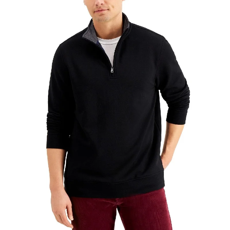 Club Room Men's Stretch 1/4-Zip Fleece Sweatshirt Black Size Large Practical Men's Quick Practical Men's Quick