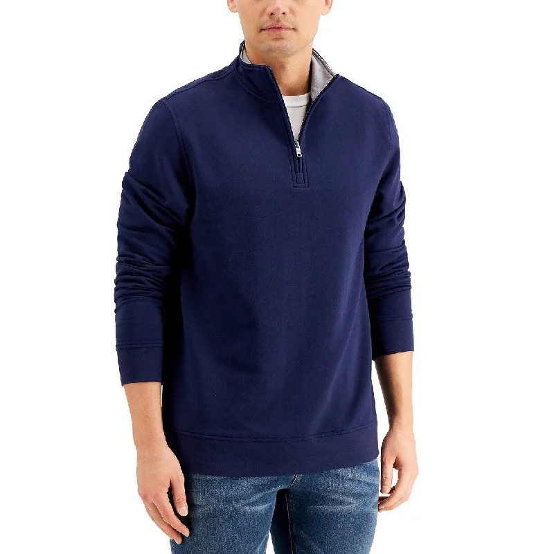 Club Room Men's Stretch 1/4-Zip Fleece Sweatshirt Blue Size X-Large Refined Men's Velvet Refined Men's Velvet