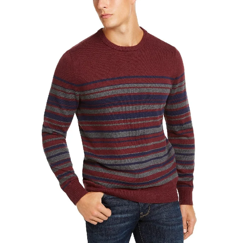 Club Room Men's Stripe Cotton Sweater Red Plum Size Small Sharp Men's Italian Sharp Men's Italian