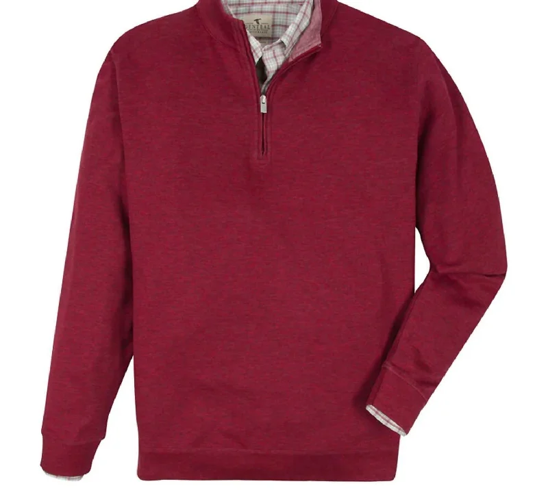 Cotton Modal Quarter-Zip Pullover In Merlot Practical Men's Quick Practical Men's Quick