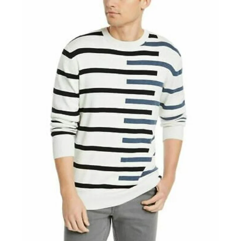 DKNY Men's Regular-Fit Asymmetrical Stripe Sweater White Size Extra Large - X-Large Beach Beach