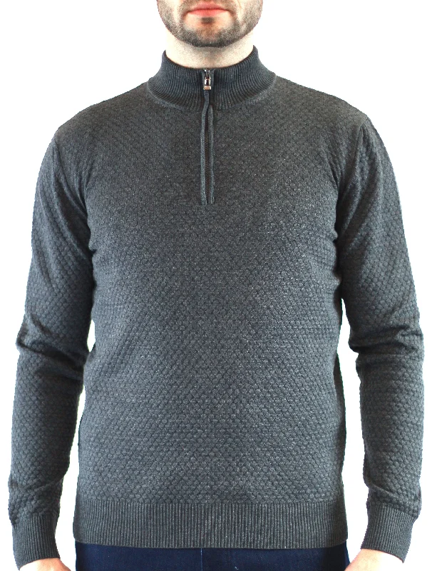 Grey Bubble Knit, 3/4 Zip Bold Men's Statement Bold Men's Statement