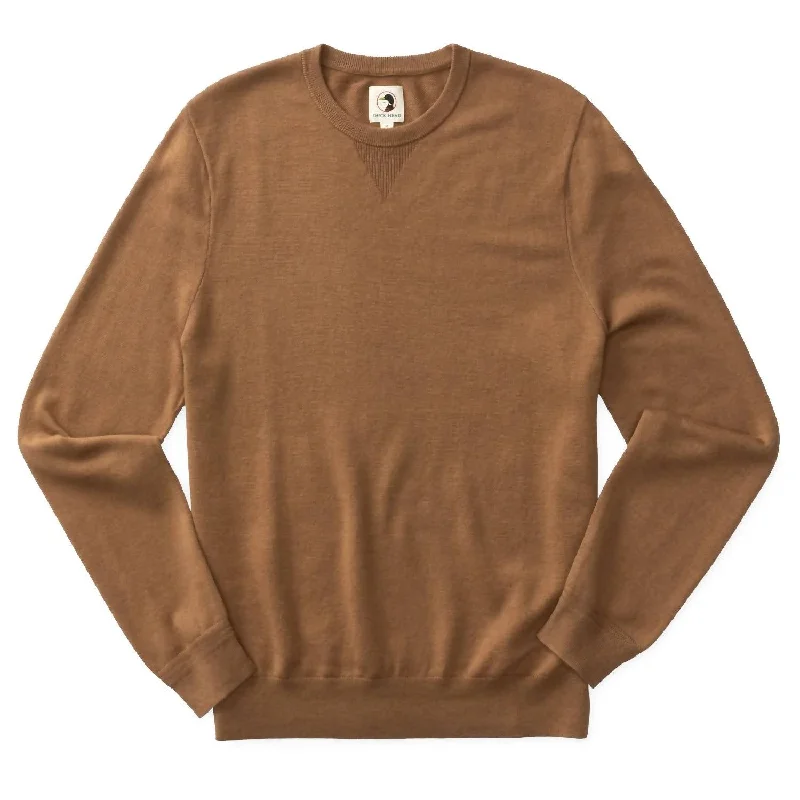 Henson Merino Crewneck Sweater In Dark Amber Athletic Men's High Athletic Men's High