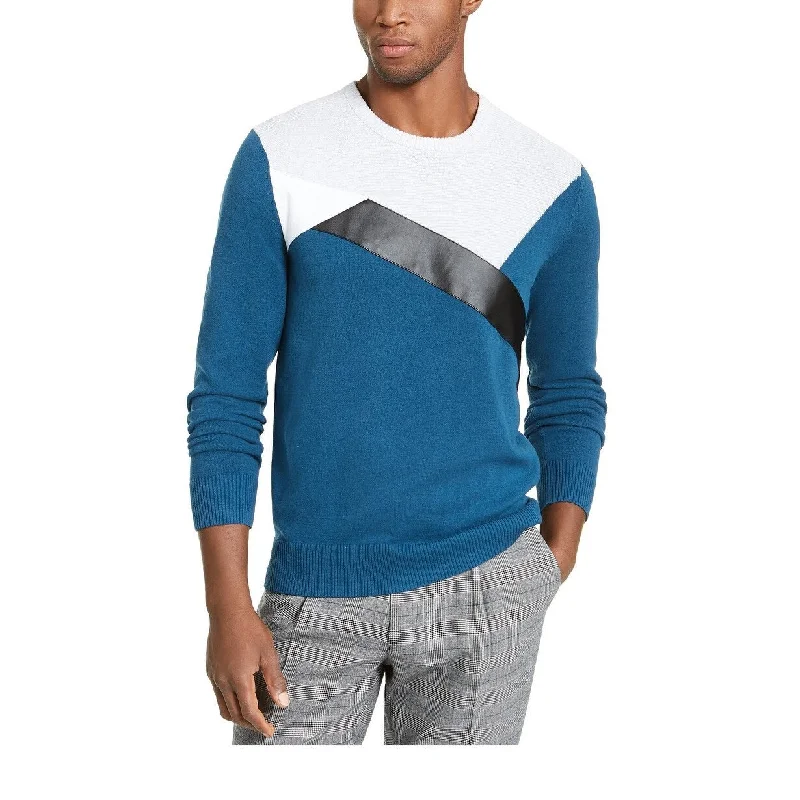 INC International Concepts Men's Colorblocked Sweater Blue Size Medium Refined Men's Velvet Refined Men's Velvet