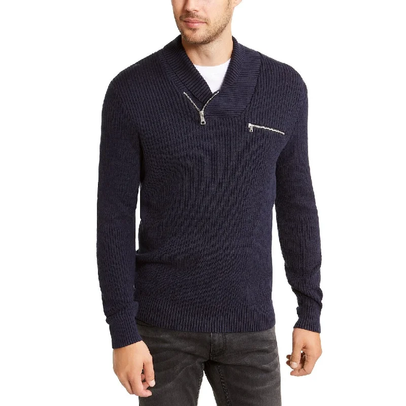 INC Men's Echo Shawl Collar Zip Sweater Dark Blue Size S - Small Luxurious Men's High Luxurious Men's High